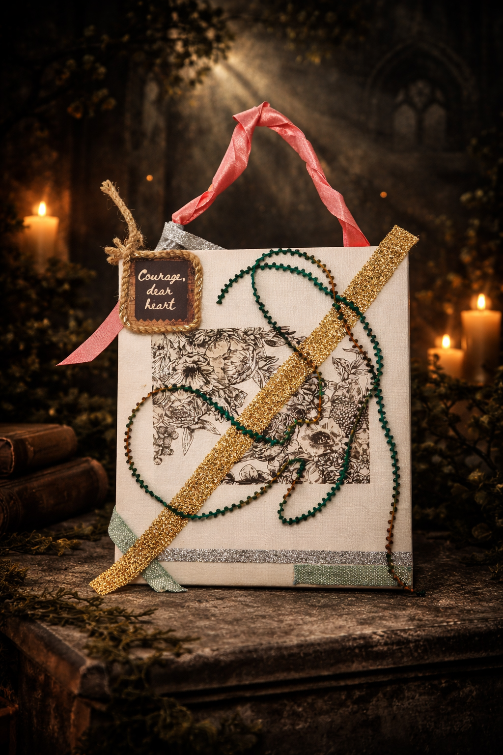 Courage, Dear Heart — Faith-Inspired Mixed Media Wall Art